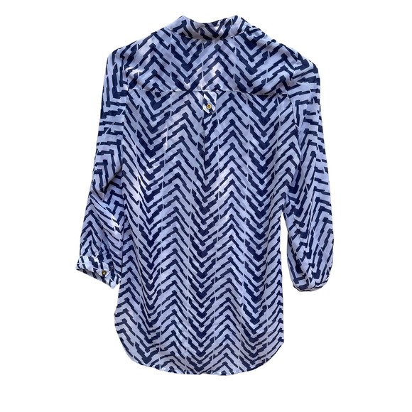 Wishful Park blue and white sheer pullover shirt size Small - Picture 2 of 10